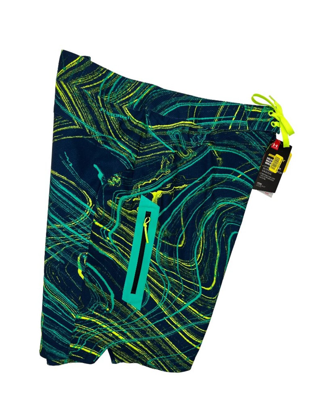 Under Armour NEW NWT Storm 1 Neon Loose Abstract Swim Board Short Trunks Mens 34 - Picture 3 of 5